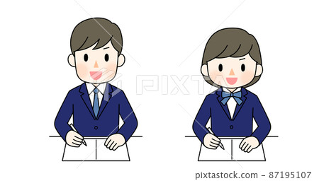 Male and female students studying with a smile 87195107