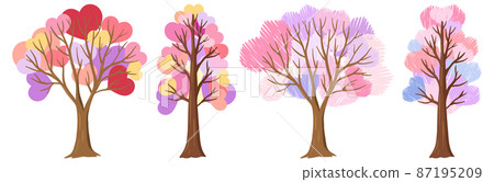 Set of different heart trees in pastel colours Set of different heart trees in pastel colours 87195209