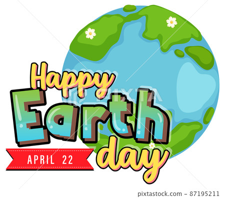 Happy earth day on April 22 logo design 87195211