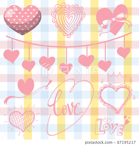 Collection of different heart icons in pink pastel Collection of different heart icons in pink pastel 87195217