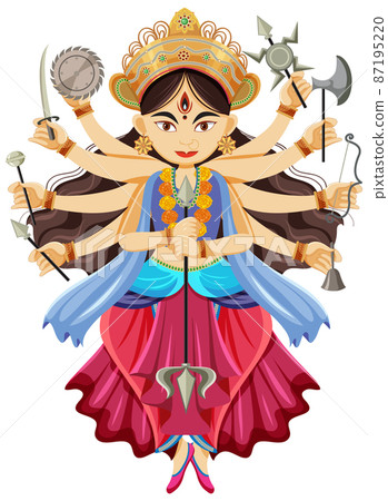 Indian goddess on white background Indian goddess on white background 87195220