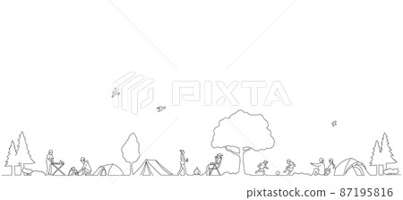 Scenery of people camping Background material 87195816