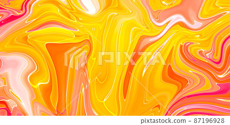 Liquid marbling paint texture background. Fluid painting abstract texture, Intensive color mix wallpaper. 87196928
