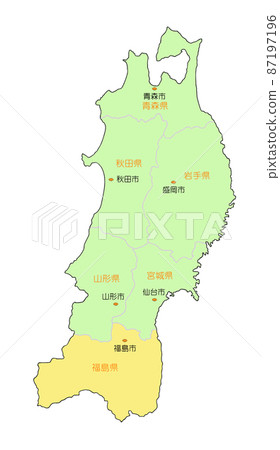 Map of Japan Tohoku Fukushima Huang 87197196