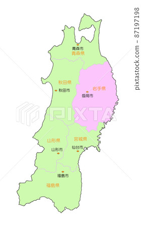 Map of Japan Tohoku Iwate Pink 87197198