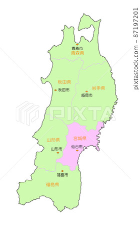 Map of Japan Tohoku Miyagi Pink 87197201