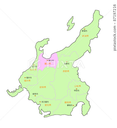 Map of Japan Chubu Toyama Pink 87197216