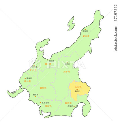 日本中部山梨黃地圖 日本中部山梨黃地圖 87197222