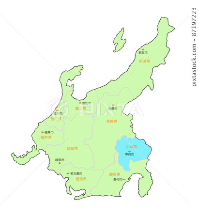 Map of Japan Chubu Yamanashi Blue 87197223