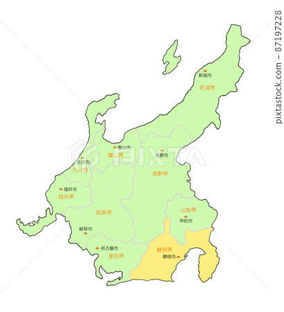 Map of Japan Chubu Shizuoka Huang 87197228