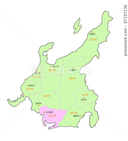 Map of Japan Chubu Aichi Pink 87197236