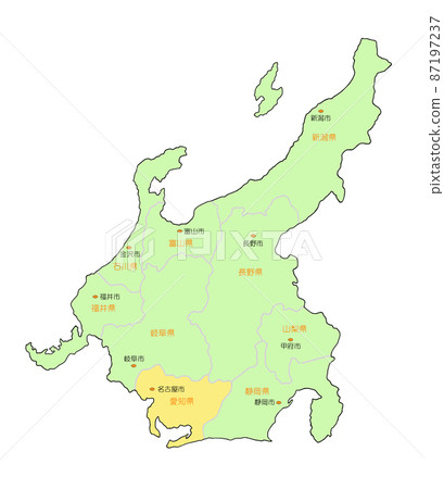 Map of Japan Chubu Aichi Huang 87197237