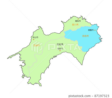 Map of Japan Shikoku Tokushima Blue 87197323