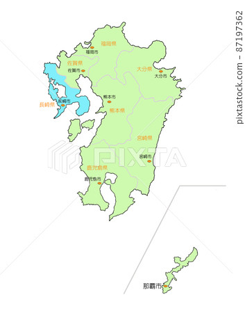 日本九州長崎藍地圖 日本九州長崎藍地圖 87197362