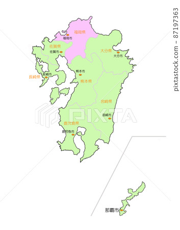 Map of Japan Kyushu Fukuoka Pink - Stock Illustration [87197363] - PIXTA