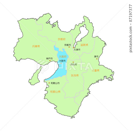 Map of Japan Kinki Osaka Blue 87197377