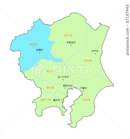 Map of Japan Kanto Gunma Blue 87197448