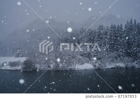 Countryside snow scene 87197853