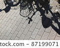 Silhouette scene created by sunlight / Bicycle with front basket (roadside) 87199071
