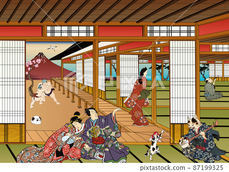 Ukiyo-e Japanese-style room 5 & person Ukiyo-e Japanese-style room 5 & person 87199325