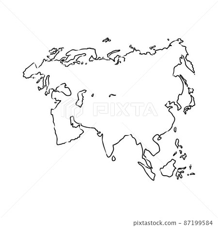 rough silhouette of Europe and Asia, continent isolated on white vector illustration rough silhouette of Europe and Asia, continent isolated on white vector illustration 87199584