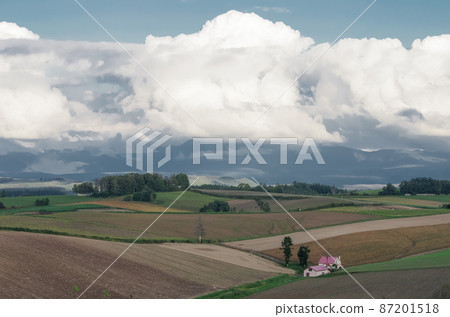 Farm area in the evening and big clouds, Biei Farm area in the evening and big clouds, Biei 87201518