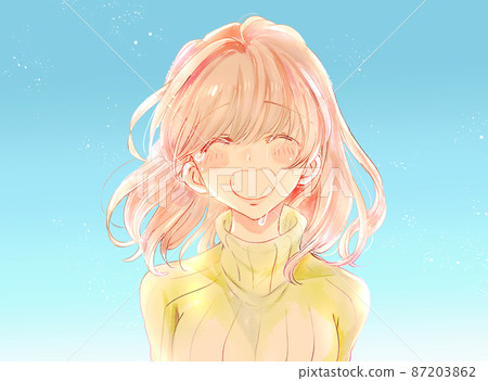 一個女人笑著哭,藍天 一個女人笑著哭,藍天 87203862