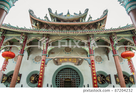 Architecture of chinese-style temple inside of the Wat Bhoman Khunaram. Architecture of chinese-style temple inside of the Wat Bhoman Khunaram. 87204232