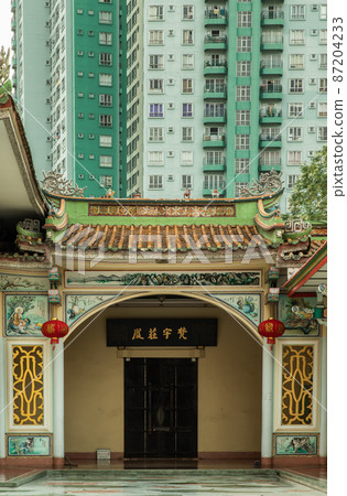 Architecture of chinese-style temple inside of the Wat Bhoman Khunaram. Architecture of chinese-style temple inside of the Wat Bhoman Khunaram. 87204233