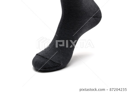 foot sock gray color isolated on white background foot sock gray color isolated on white background 87204235