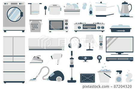 Illustration set of home appliances and daily necessities Illustration set of home appliances and daily necessities 87204320