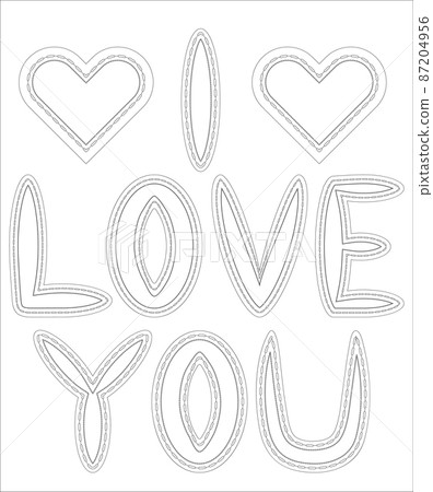 Coloring for adults and children. Inscription I love you 87204956