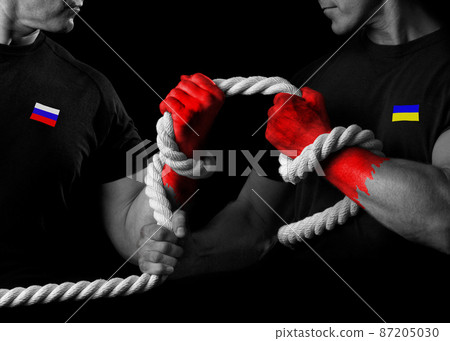 Russia and Ukraine. Concept shot. Russia and Ukraine. Concept shot. 87205030