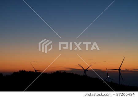 Mie Prefecture Aoyama Highlands Windmill and Sunset 87206454