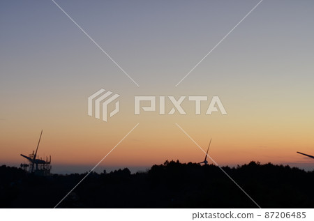 Mie Prefecture Aoyama Highlands Windmill and Sunset 87206485