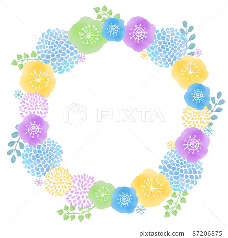 Scandinavian style flower wreath illustration with watercolor touch 87206875