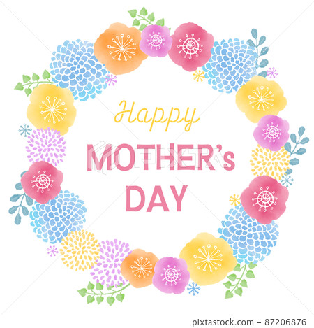 母親節水彩畫花環插圖 87206876