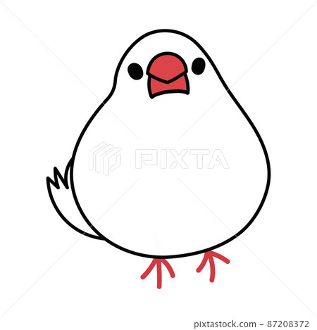 Illustration material of a cute white sparrow, front Illustration material of a cute white sparrow, front 87208372