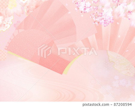 Japanese style background of fan and cherry blossoms Japanese style background of fan and cherry blossoms 87208594