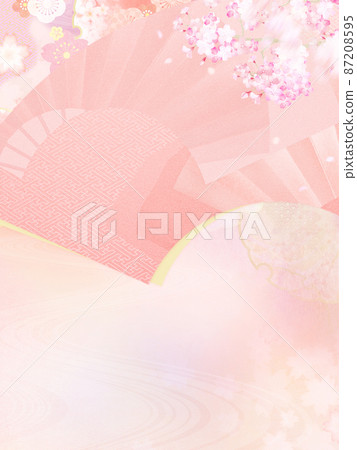 日式扇子和櫻花背景 日式扇子和櫻花背景 87208595