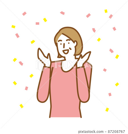 一位張開雙臂表達喜悅的老婦人 87208767