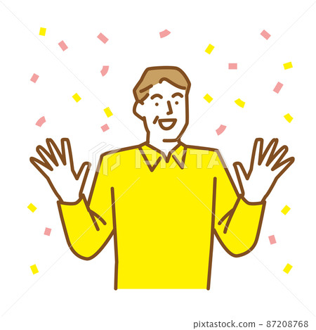 一個張開雙臂表達喜悅的老人 87208768