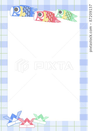 鯉魚飄帶和摺紙頭盔背景材料格子垂直構圖 87209137