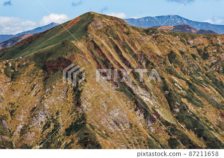 Autumn-colored Mt. Shigekura and Mt. Hiragatake seen from the Tanigawa mountain range and Mt. Mantaro Autumn-colored Mt. Shigekura and Mt. Hiragatake seen from the Tanigawa mountain range and Mt. Mantaro 87211658