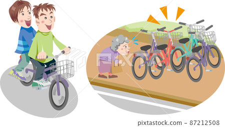 Bicycle <Traffic rules, two-seater and annoying bicycle parking and illegally parked bicycles> 87212508
