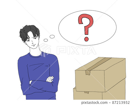 插圖_一個在紙板前擔心的人 87213932