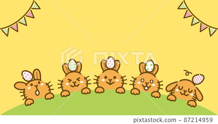 Easter rabbit and egg illustration background horizontal yellow Easter rabbit and egg illustration background horizontal yellow 87214959