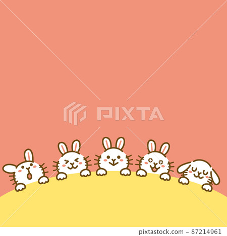 The background material of the rabbit that pops out a little, square pink 87214961