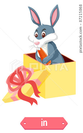 Preposition wordcard with bunny in box Preposition wordcard with bunny in box 87215868