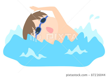 Boy goggles swimming in the crawl 87216044